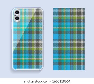 Smartphone cover design vector mockup. Template geometric pattern for mobile phone back part. Flat design.