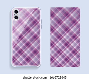 Smartphone cover design vector mockup. Template geometric pattern for mobile phone back part. Flat design.