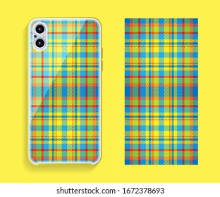 Smartphone cover design vector mockup. Template geometric pattern for mobile phone back part. Flat design.