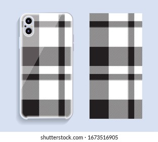 Smartphone cover design vector mockup. Template geometric pattern for mobile phone back part. Flat design.