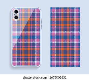 Smartphone cover design vector mockup. Template geometric pattern for mobile phone back part. Flat design.