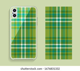 Smartphone cover design vector mockup. Template geometric pattern for mobile phone back part. Flat design.