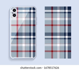 Smartphone cover design vector mockup. Template geometric pattern for mobile phone back part. Flat design.