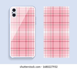 Smartphone cover design vector mockup. Template geometric pattern for mobile phone back part. Flat design.