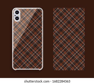 Smartphone cover design vector mockup. Template geometric pattern for mobile phone back part. Flat design.