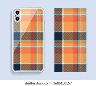 Smartphone cover design vector mockup. Template geometric pattern for mobile phone back part. Flat design.