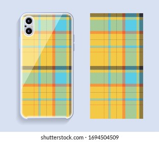 Smartphone cover design vector mockup. Template geometric pattern for mobile phone back part. Flat design.