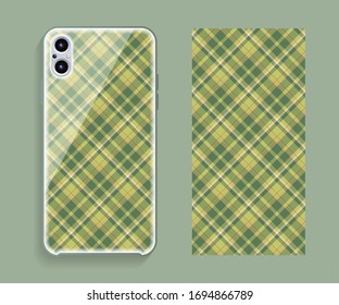 Smartphone cover design vector mockup. Template geometric pattern for mobile phone back part. Flat design.