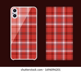 Smartphone cover design vector mockup. Template geometric pattern for mobile phone back part. Flat design.