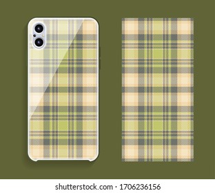 Smartphone cover design vector mockup. Template geometric pattern for mobile phone back part. Flat design.