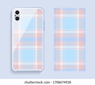 Smartphone cover design vector mockup. Template geometric pattern for mobile phone back part. Flat design.