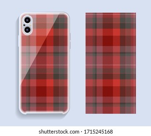 Smartphone cover design vector mockup. Template geometric pattern for mobile phone back part. Flat design.