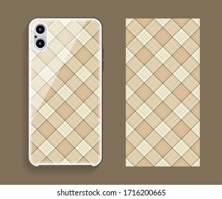 Smartphone cover design vector mockup. Template geometric pattern for mobile phone back part. Flat design.