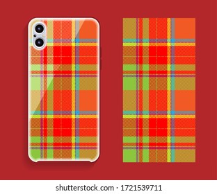 Smartphone cover design vector mockup. Template geometric pattern for mobile phone back part. Flat design.