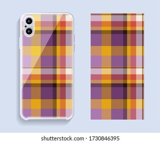 Smartphone cover design vector mockup. Template geometric pattern for mobile phone back part. Flat design.