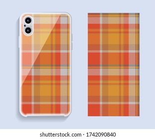 Smartphone cover design vector mockup. Template geometric pattern for mobile phone back part. Flat design.