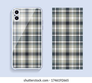 Smartphone cover design vector mockup. Template geometric pattern for mobile phone back part. Flat design.