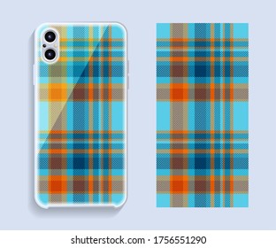 Smartphone cover design vector mockup. Template geometric pattern for mobile phone back part. Flat design.
