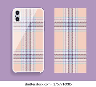 Smartphone cover design vector mockup. Template geometric pattern for mobile phone back part. Flat design.