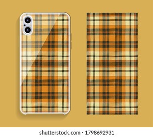 Smartphone cover design vector mockup. Template geometric pattern for mobile phone back part. Flat design.