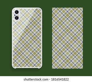 Smartphone cover design vector mockup. Template geometric pattern for mobile phone back part. Flat design.