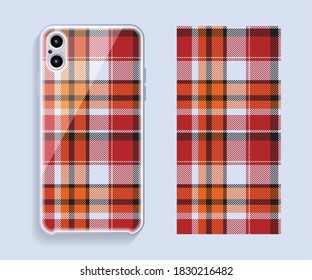 Smartphone cover design vector mockup. Template geometric pattern for mobile phone back part. Flat design.