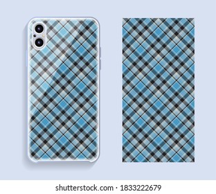 Smartphone cover design vector mockup. Template geometric pattern for mobile phone back part. Flat design.