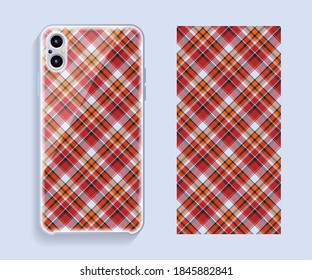 Smartphone cover design vector mockup. Template geometric pattern for mobile phone back part. Flat design.