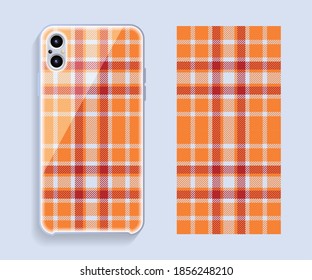 Smartphone cover design vector mockup. Template geometric pattern for mobile phone back part. Flat design.