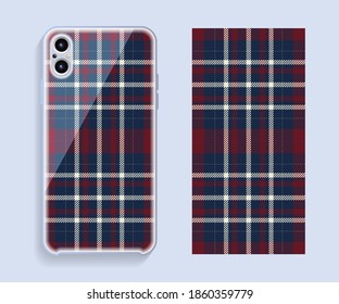 Smartphone cover design vector mockup. Template geometric pattern for mobile phone back part. Flat design.