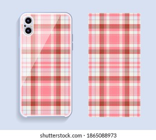 Smartphone cover design vector mockup. Template geometric pattern for mobile phone back part. Flat design.