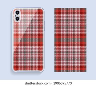 Smartphone cover design vector mockup. Template geometric pattern for mobile phone back part. Flat design.