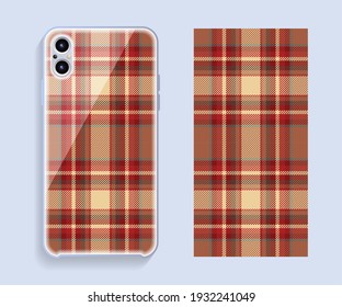 Smartphone cover design vector mockup. Template geometric pattern for mobile phone back part. Flat design.