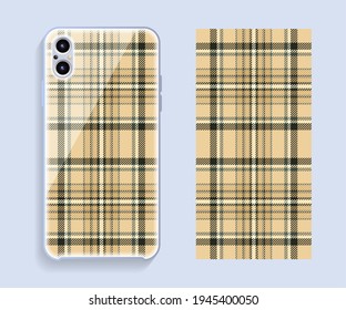 Smartphone cover design vector mockup. Template geometric pattern for mobile phone back part. Flat design.