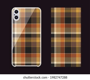 Smartphone cover design vector mockup. Template geometric pattern for mobile phone back part. Flat design.