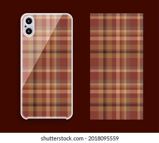 Smartphone cover design vector mockup. Template geometric pattern for mobile phone back part. Flat design.