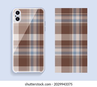 Smartphone cover design vector mockup. Template geometric pattern for mobile phone back part. Flat design.