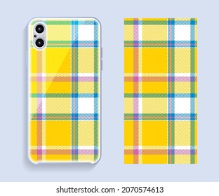 Smartphone cover design vector mockup. Template geometric pattern for mobile phone back part. Flat design.