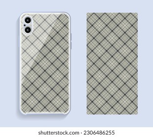 Smartphone cover design vector mockup. Template geometric pattern for mobile phone back part. Flat design.