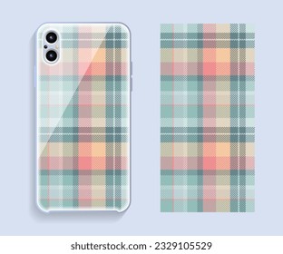 Smartphone cover design vector mockup. Template geometric pattern for mobile phone back part. Flat design.