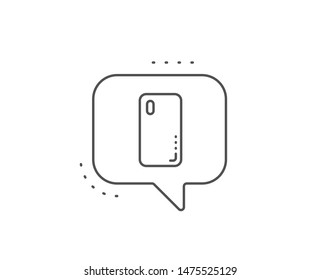 Smartphone cover line icon. Chat bubble design. Phone sign. Mobile device symbol. Outline concept. Thin line smartphone cover icon. Vector