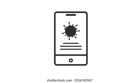 Icono de Pasaporte de Smartphone. Ilustración en blanco y negro modificable de un dispositivo con signo de coronavirus