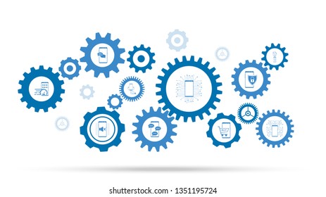 smartphone CPU, chip icon. From mobile concept set