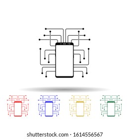 Smartphone cpu, chip multi color style icon. Simple glyph, flat vector of mobile concept icons for ui and ux, website or mobile application
