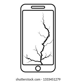Smartphone with crack on display Broken modern mobile phone Shattered smartphone screen Phone with broken matrix of screen Cell phone with cracked touch screen in bottom Broken glass telephone icon

