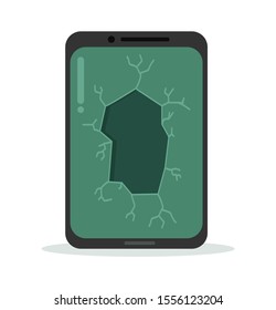 Smartphone with a cracked glass vector