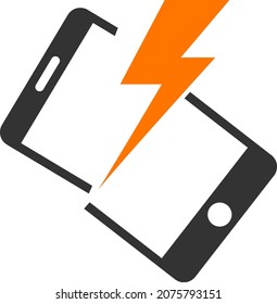 Smartphone crash icon with flat style. Isolated vector smartphone crash icon image on a white background.