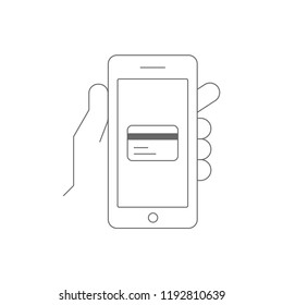 Smartphone with credit card icon on screen, mobile payment concept, vetctor illustration