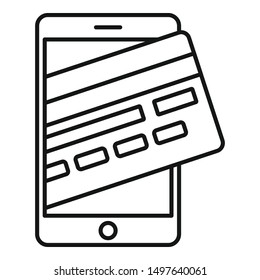 Smartphone credit card icon. Outline smartphone credit card vector icon for web design isolated on white background