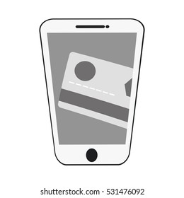 smartphone credit card payment virtual gray color vector illustration eps 10